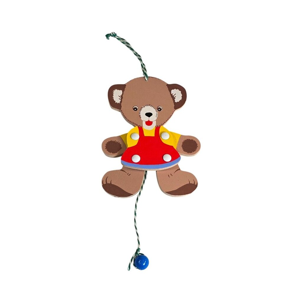 Grossmann Wooden Bear Pull String Ornament Germany Articulated Vintage Jumping